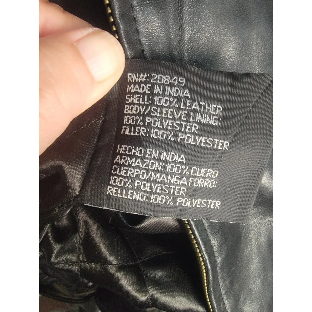 Excelled Leather Jacket Mens 2XL Big Black Genuine Leather Quilted Coat Full Zip